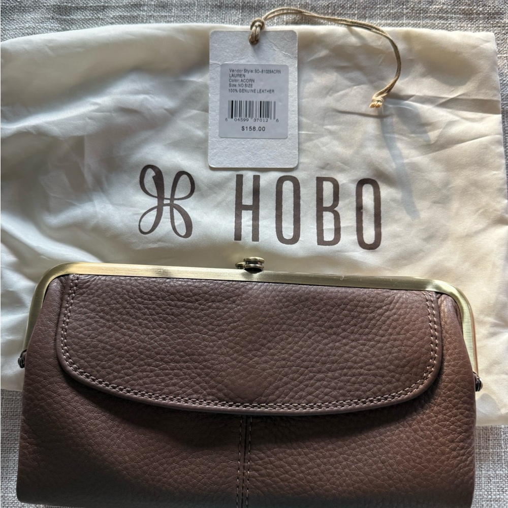 NWT HOBO Acorn Brown Lauren Wallet Clutch with Dust Cover